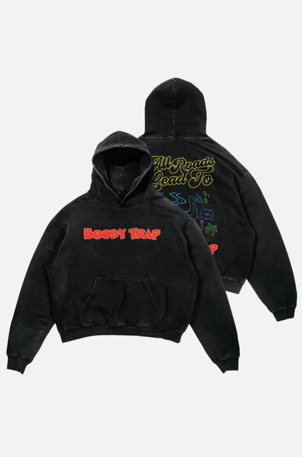 Vintage All Roads Lead To Booby Trap Large Hoodie