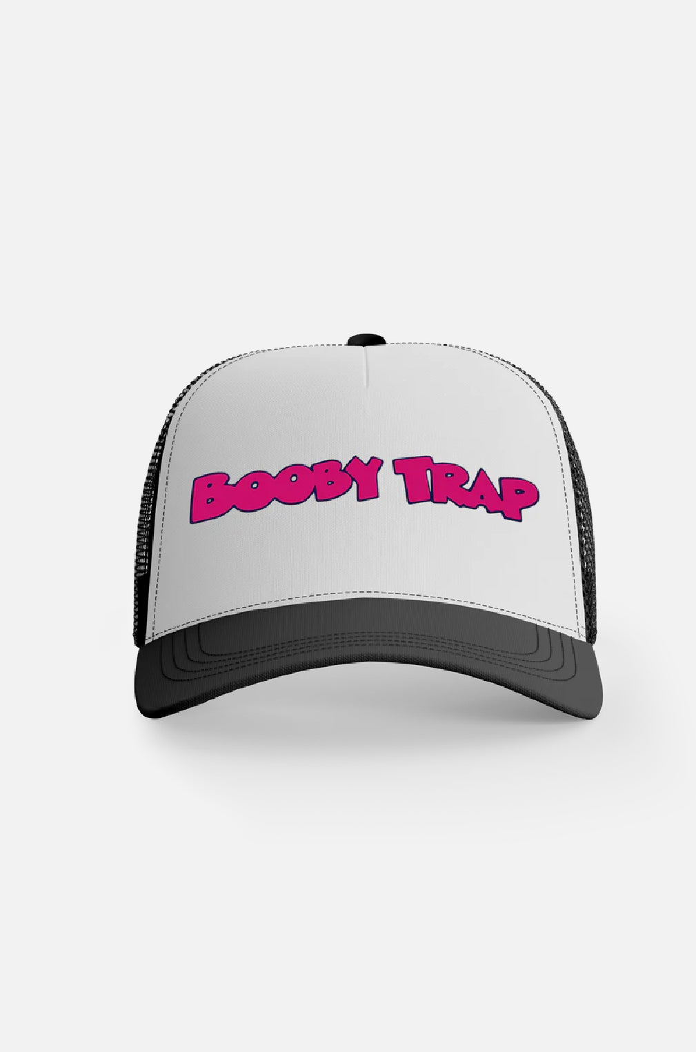 White Booby Trap Pink Logo Trucker