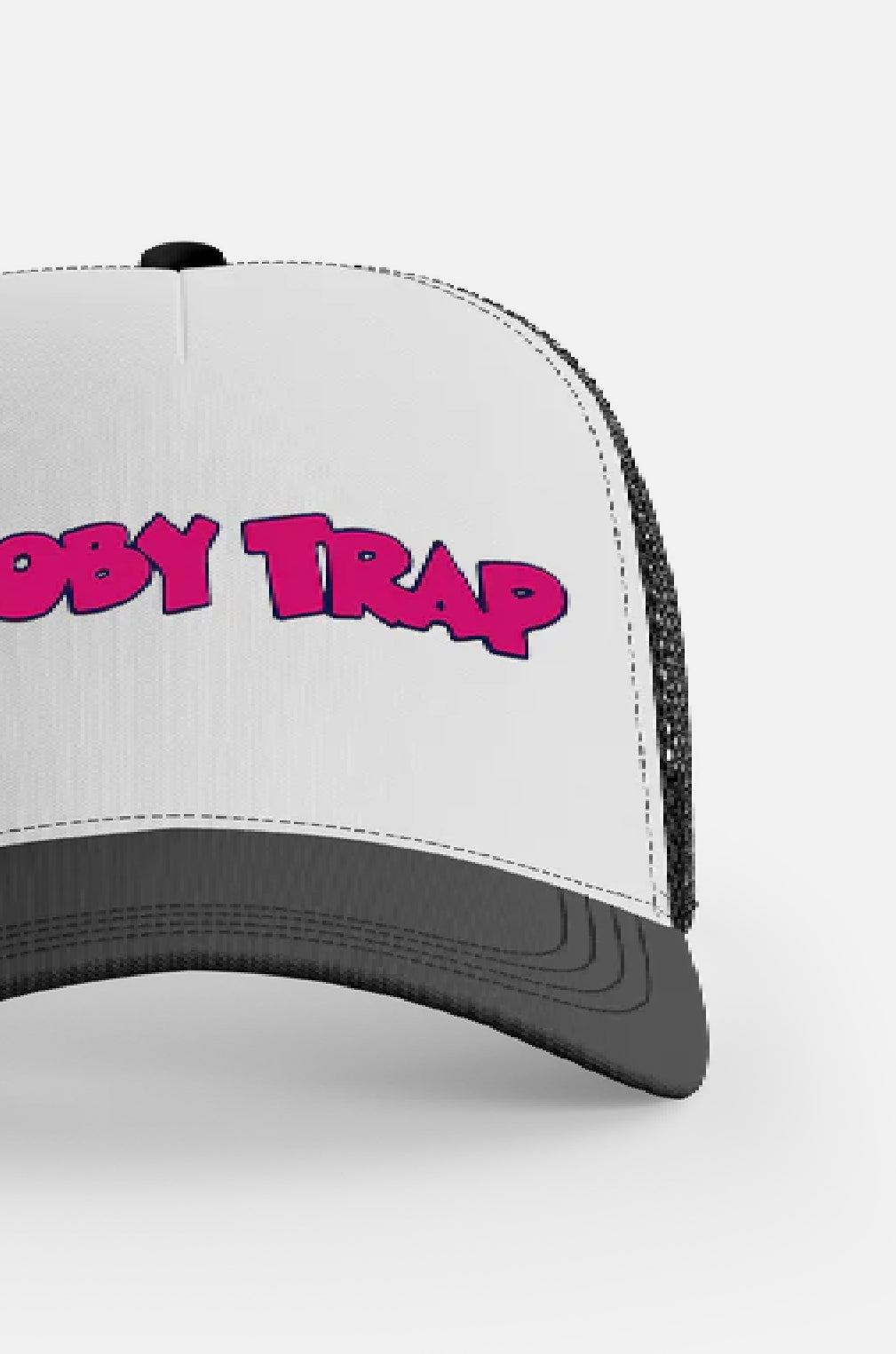 White Booby Trap Pink Logo Trucker