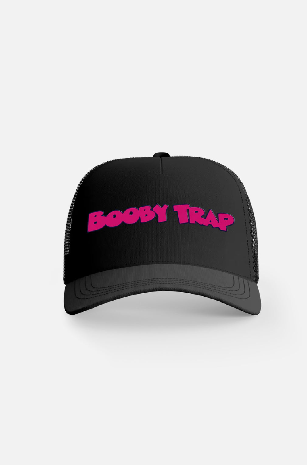 White Booby Trap Pink Logo Trucker