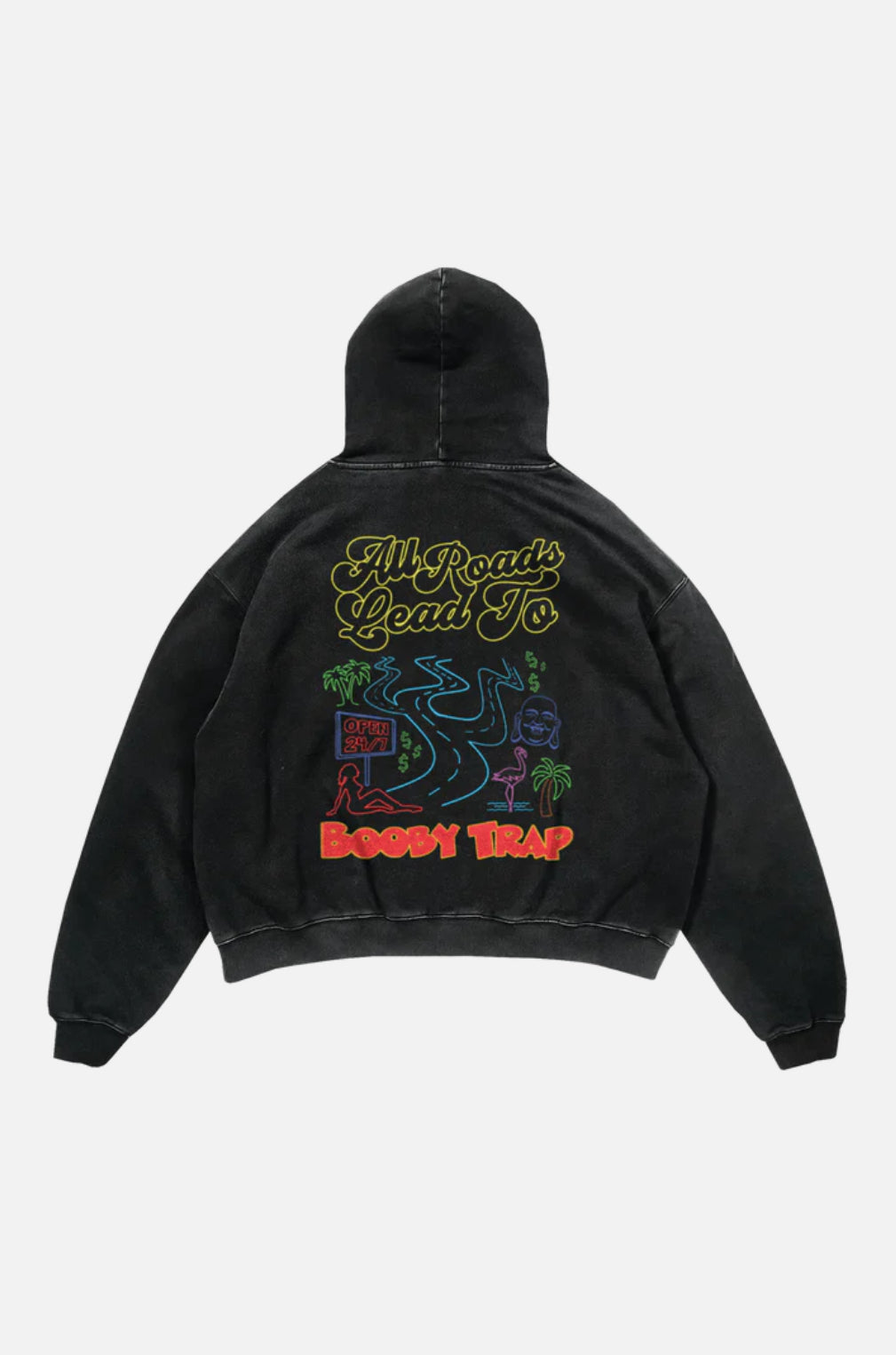 Vintage All Roads Lead To Booby Trap Large Hoodie